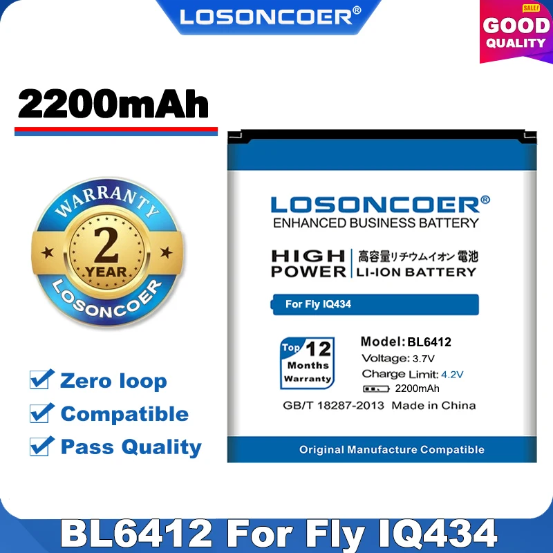 100% Оригинальный LOSONCOER 2200 мАч Высококачественный аккумулятор BL6412 батареи для Fly