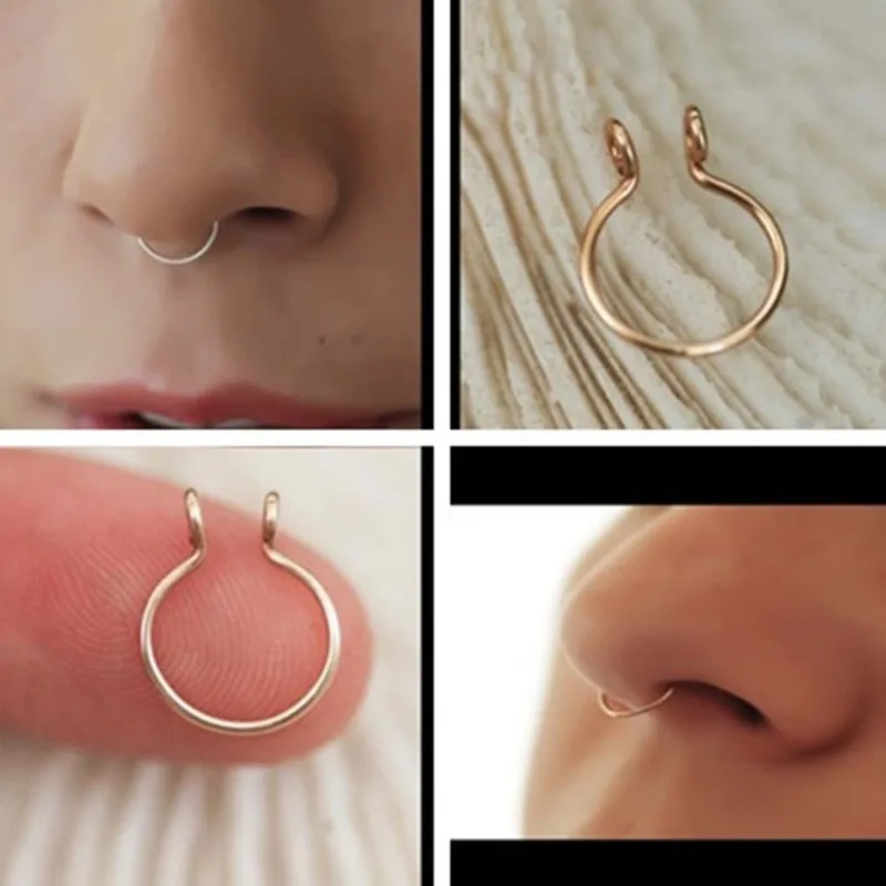 

1pcs U Shaped Fake Nose Ring Hoop Septum Rings Stainless Steel Nose Piercing Fake Piercing Oreja Pircing Jewelry