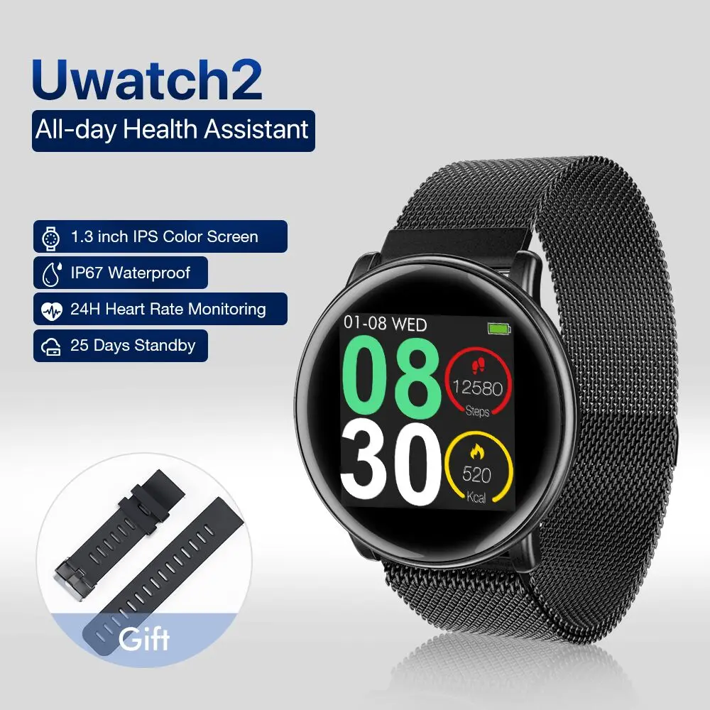 Новая мода Uwatch2 Смарт часы для Andriod IOS 1 3 дюймов полный сенсорный экран IP67 25 дней в