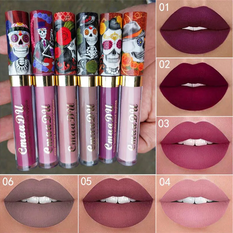 Матовая жидкая губная помада блеск для губ водостойкий стойкий металлический