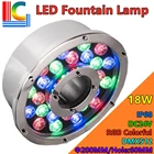 Светодиодный светильник для фонтана 18 Вт, 24 В постоянного тока, IP68, Круглый подводный светодиодный светильник DMX512, Цветной RGB-светильник для бассейна, одноцветный светодиодный светильник для бассейна