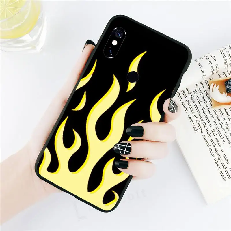 

Fashion Red Flames Fitted Phone Case black For Xiaomi Redmi mi note 7 8t 9 9t 9s 8 10 10t 11 pro lite K20 max 3