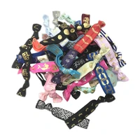 200pcs mix style gold silver foil letter arrow strpe printed fold over elastic hair ties hair accessories ribbon ponytail holder