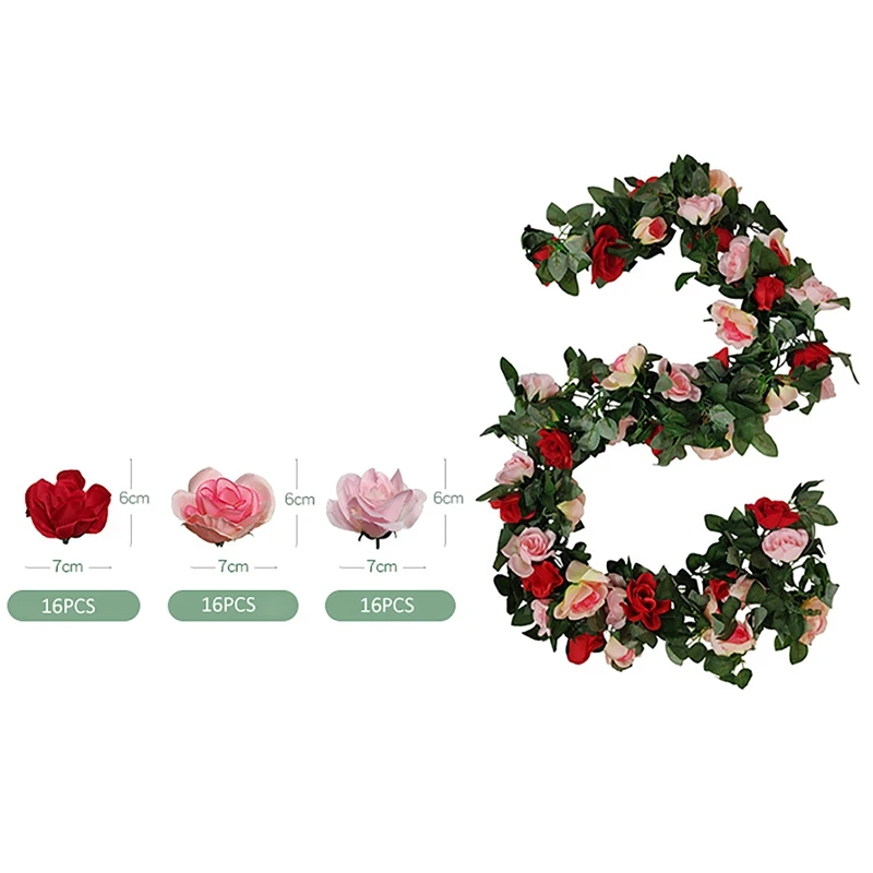 

7.5 FT Artificial Rose Vine Flowers, Garlands Hanging Ivy Flowers for Home Party Bridal Wedding Arch Wall Decoration