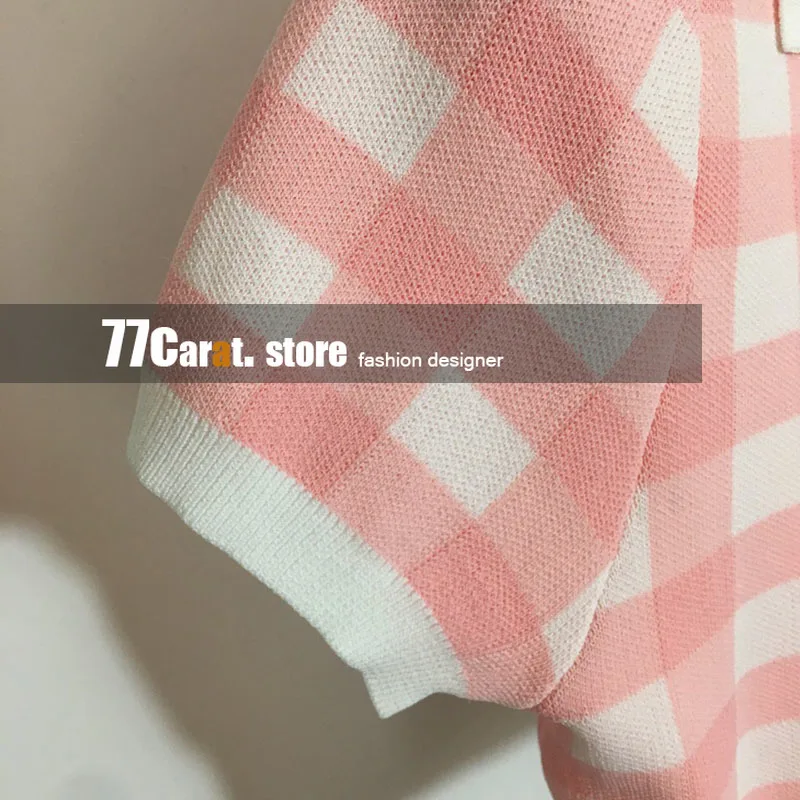 

luxury designer 2021 spring fashion woman tshirts knitting plaid women sexy tops t shirt letter pin graphic tee branded clothing