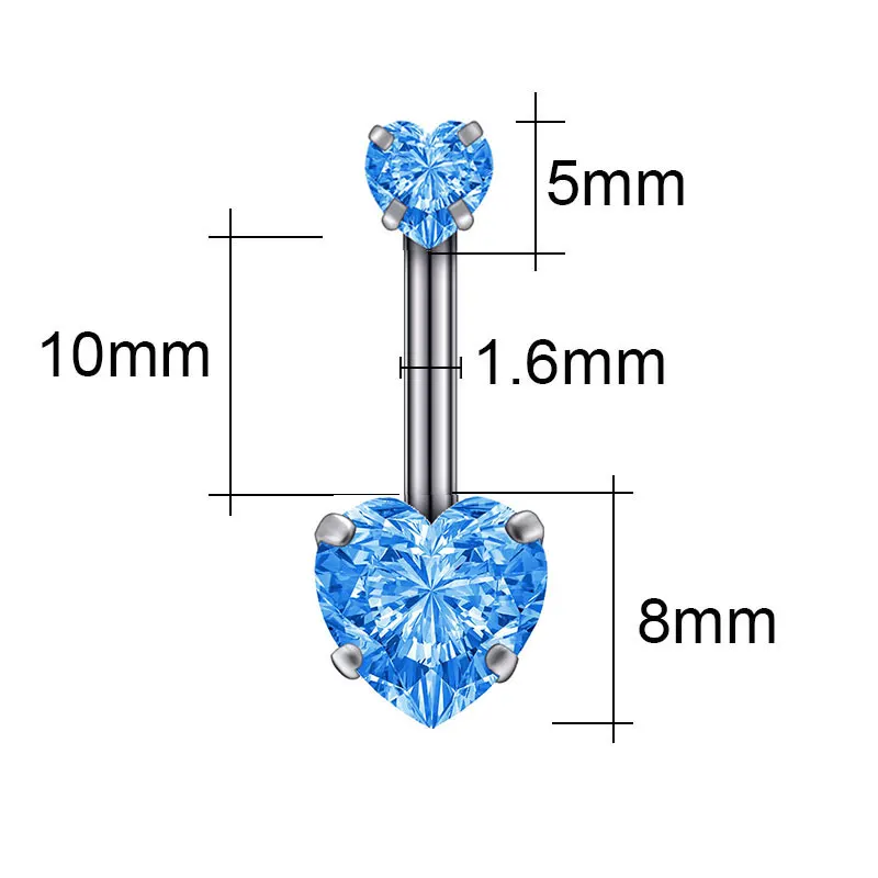 

1Pc New Crystal Fashion Surgical Stainless Steel Navel Piercing Heart Belly Button Rings Belly Piercing Body Jewely Accessories