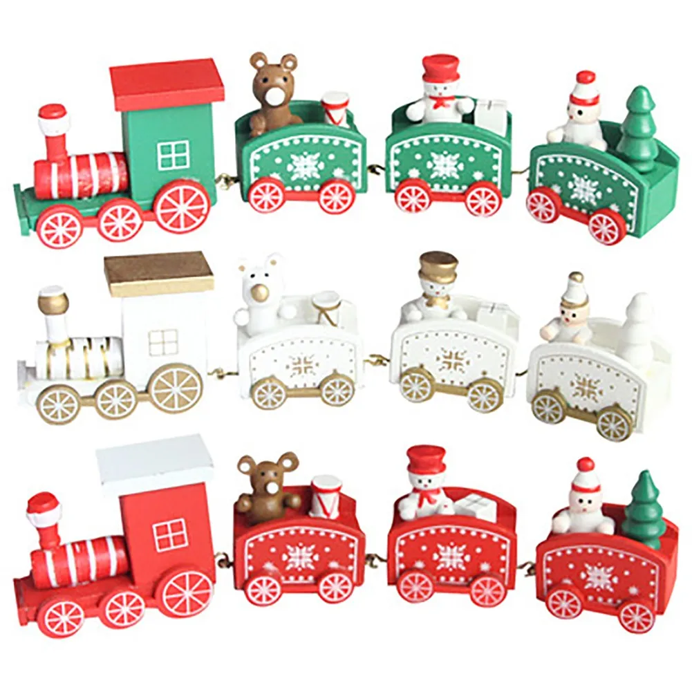 

Wooden Christmas Train Ornament Home New Year Party Santa Claus Snowman Kids Toys Gift Xmas Decoration