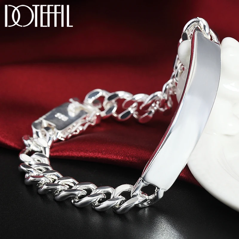 DOTEFFIL 925 Sterling Silver 10m Cowhide Chain Bracelet For Women Wedding Engagement Party Fashion  Jewelry