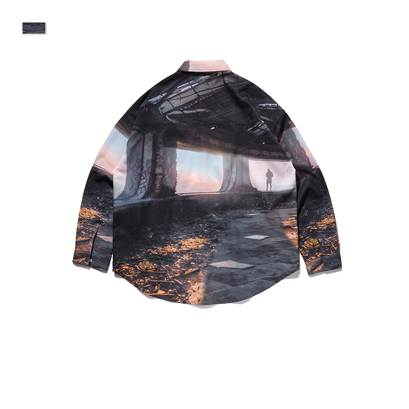 

3d Printing Hip Hop Men Shirt Oversized Long Sleeve Loose Men Shirt Streetwear Vintage Camisa Hombre Mens Casual Dress AA50CS