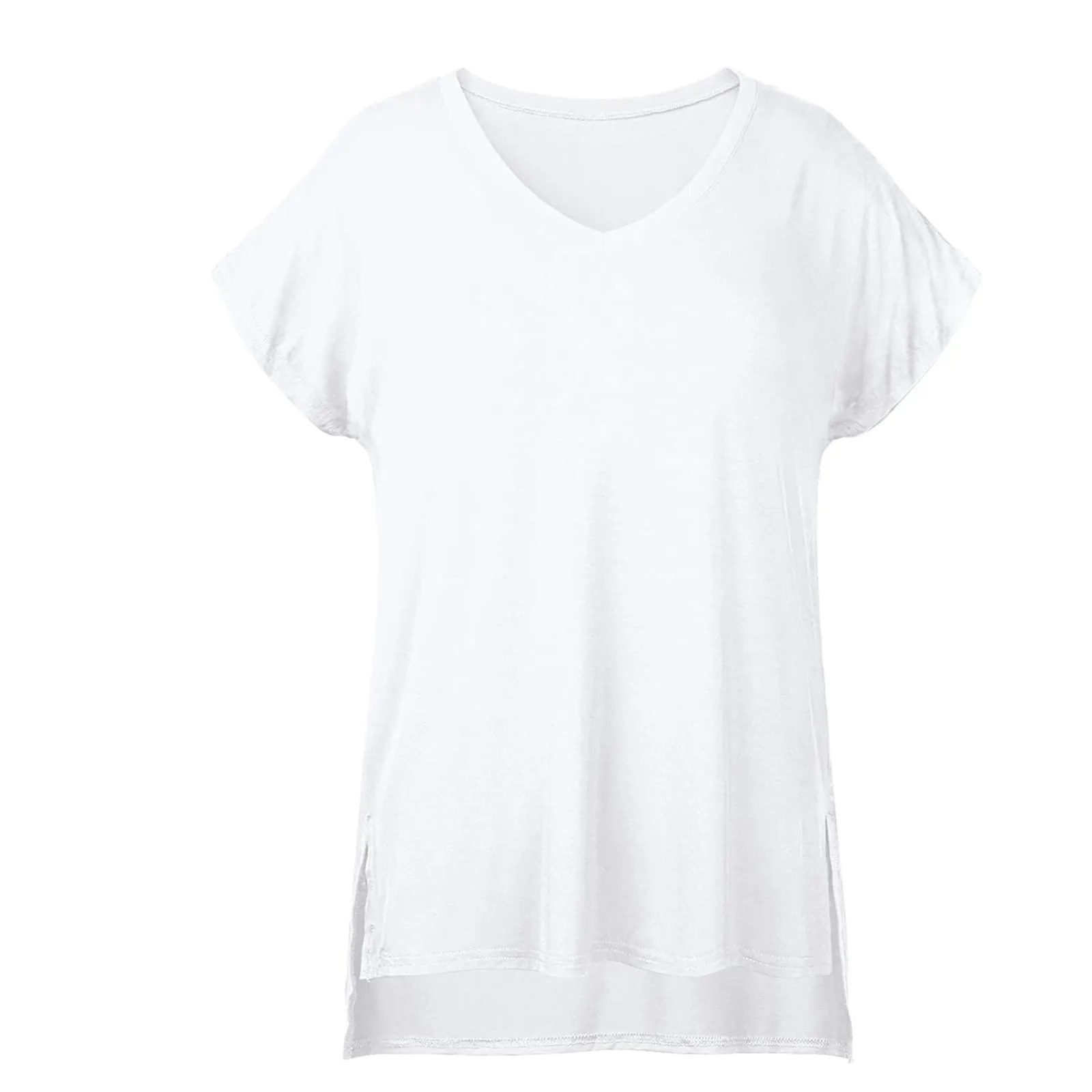 

Solid Plus Size T Shirt Womens Plus Size Short Sleeve V-neck Solid Tops Casual Loose T-shirts Comfortable Fabric