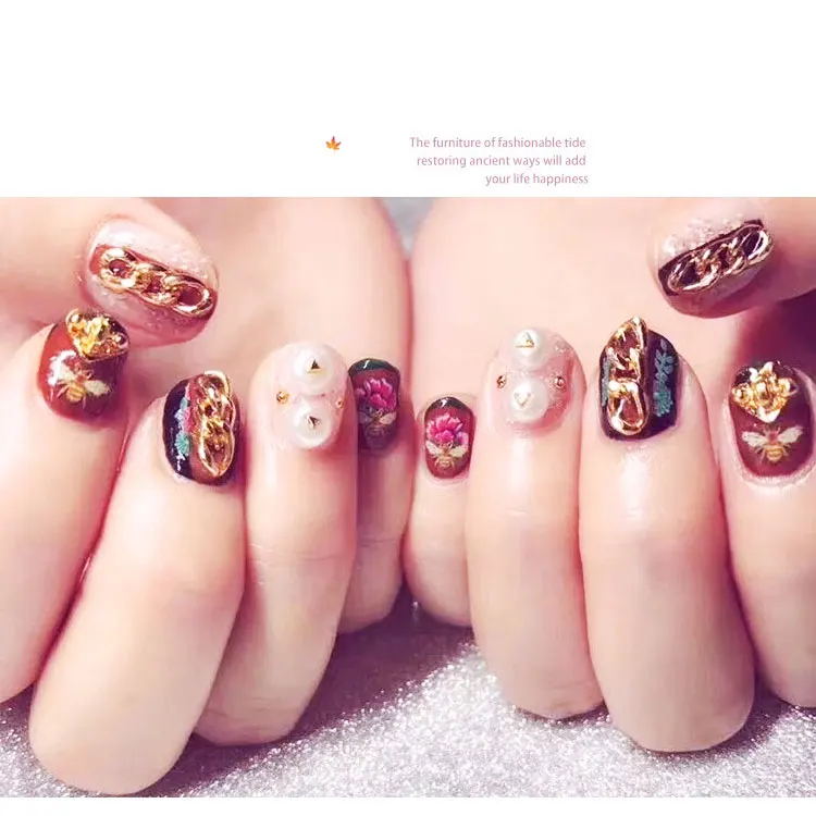 12 типов золотых цепочек для ногтей металлические украшения маникюра золотые