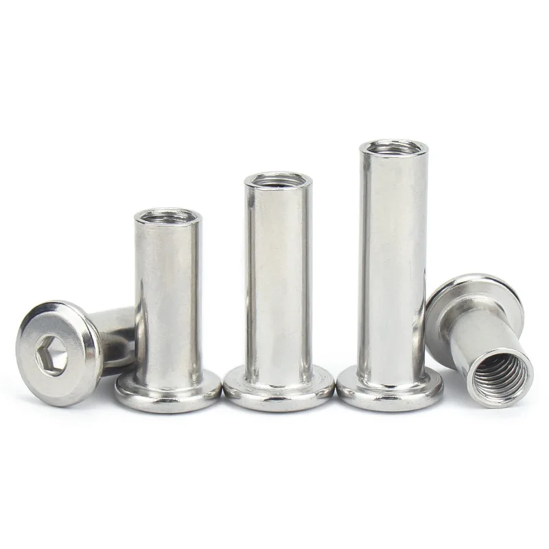 10pcs/lot  M3 M4 M5 M6 M8 Stainless Steel Flat Hex Hexagon Socket Head Furniture Rivet Connector Insert Joint Sleeve Cap Nut