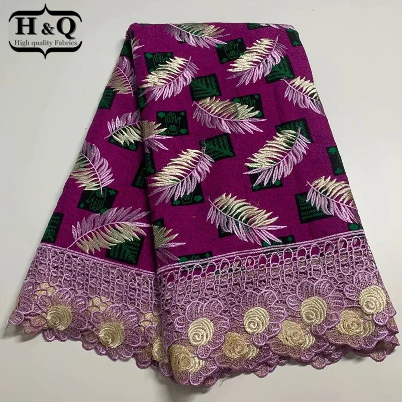 

H&Q newest african batik lace wax fabric 100% cotton embroidery 6 yards/piece nigerian guipure laces water soluble fabrics H1041