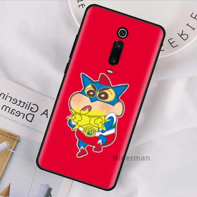 

Shinchan Cartoon Case for Xiaomi Redmi Note 9S 8 8T 9 Pro Max 7 8A 7A 7S K30 K20 Black Silicone Phone Coque Cover