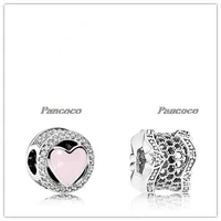 925 sterling silver charm pink openwork wonderful love with crystal beads fit women pandora bracelet necklace jewelry