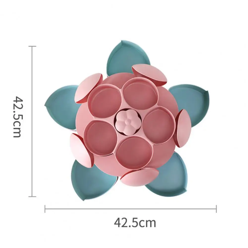 

Candy Box Petal-Shape Food Storage Case Rotating Plastic Snacks Nut Candy Box for Living Room