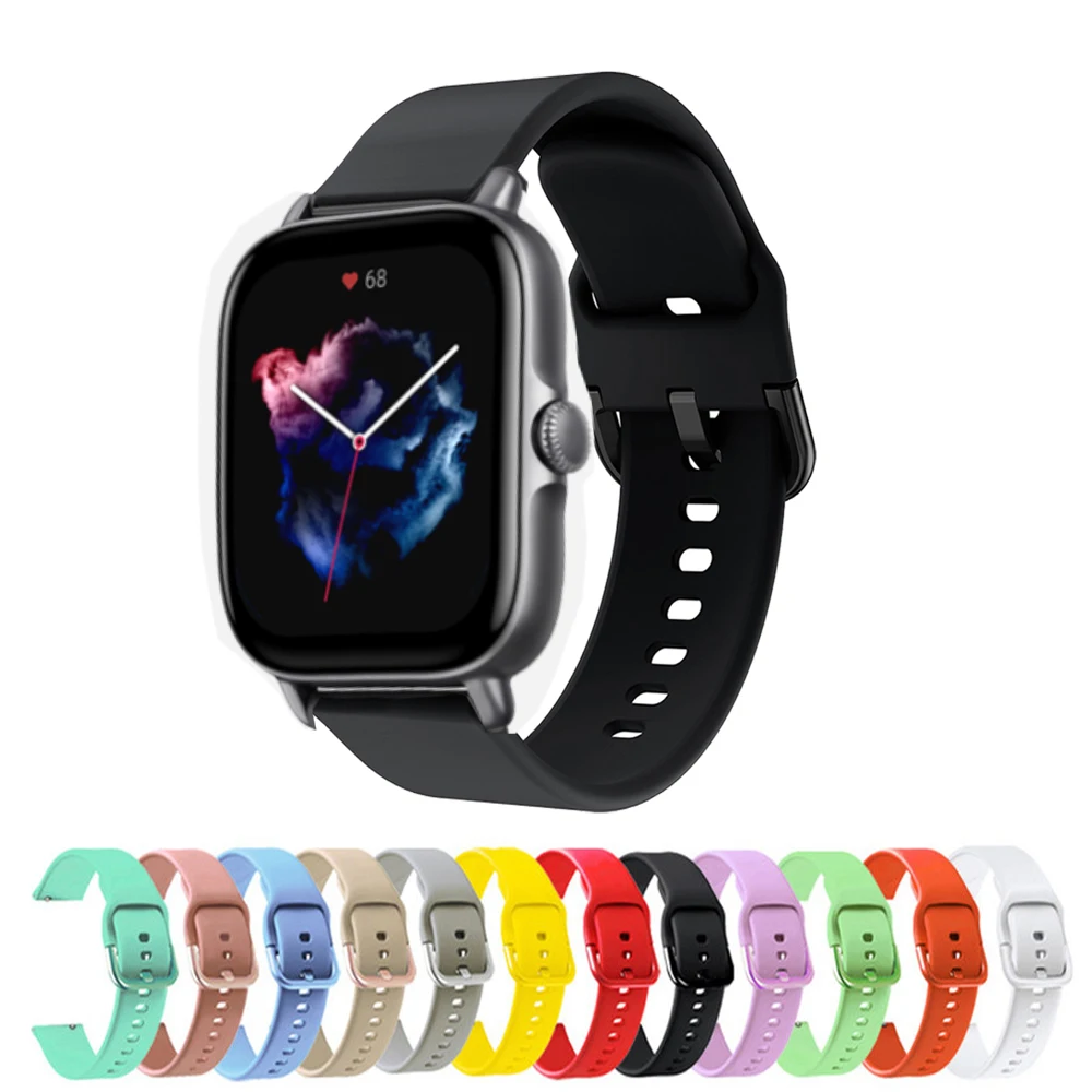 

Ремешок силиконовый для Amazfit GTS 3, сменный спортивный браслет для часов Amazfit GTS 2E 2 Mini COLMI P8 Plus Pro, 20 мм