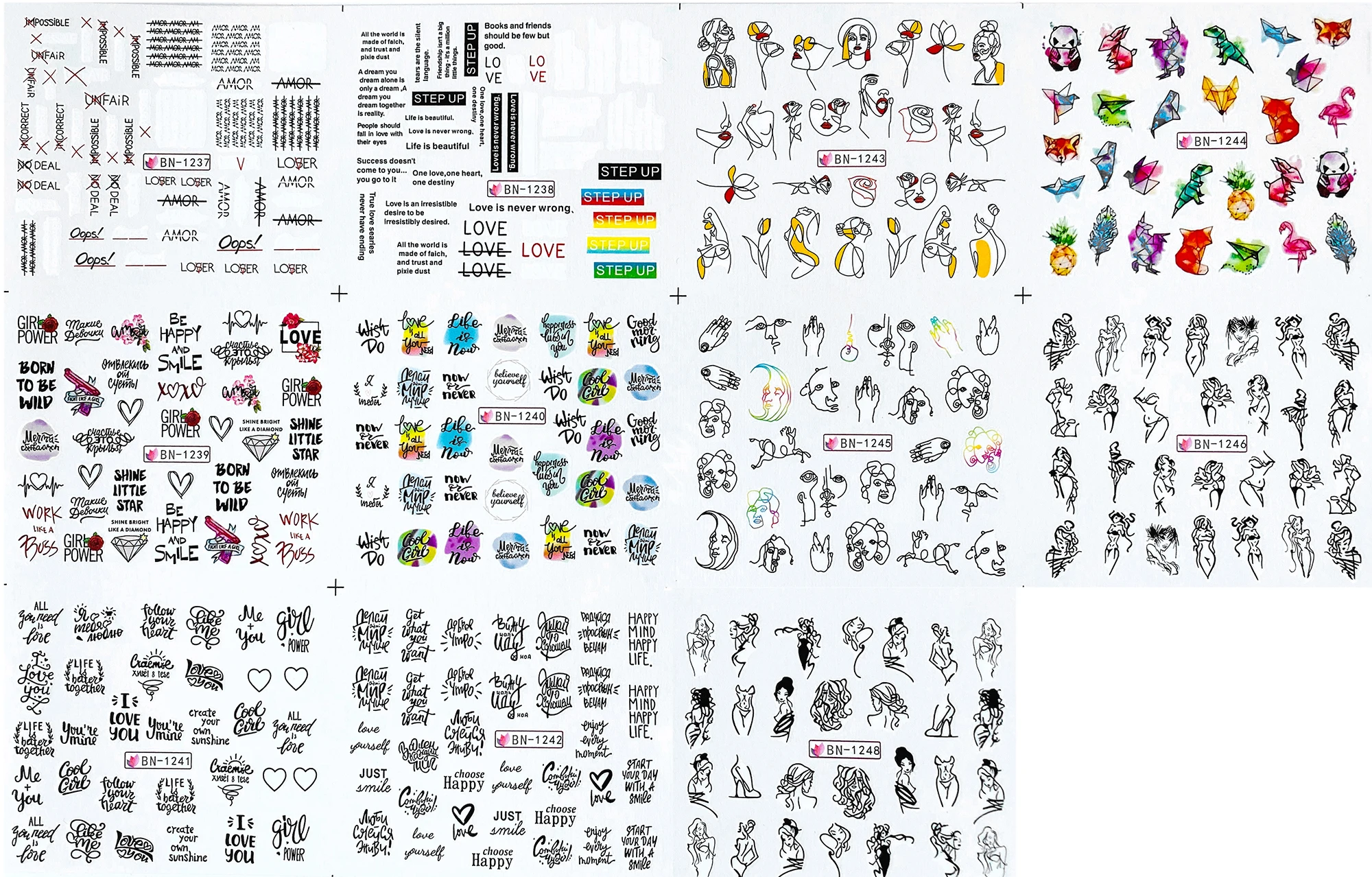 33 шт. водные наклейки для ногтей набор Русские слова сексуальный женский дизайн