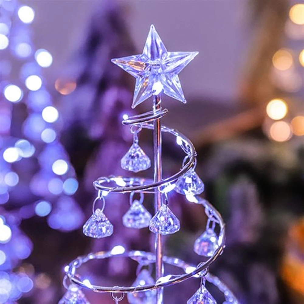

Battery-Powered LED Crystal Tree Night Light Artificial Crystal Christmas Home Bedroom Bedside Decoration Decorative Table Lamp
