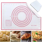 Многоразовый силиконовый коврик для выпечки, 60 х40 см, коврик для замешивания теста, противень для выпечки с резаком для теста пицца выпечка, держатель для прибора, кухонный коврик для духовки