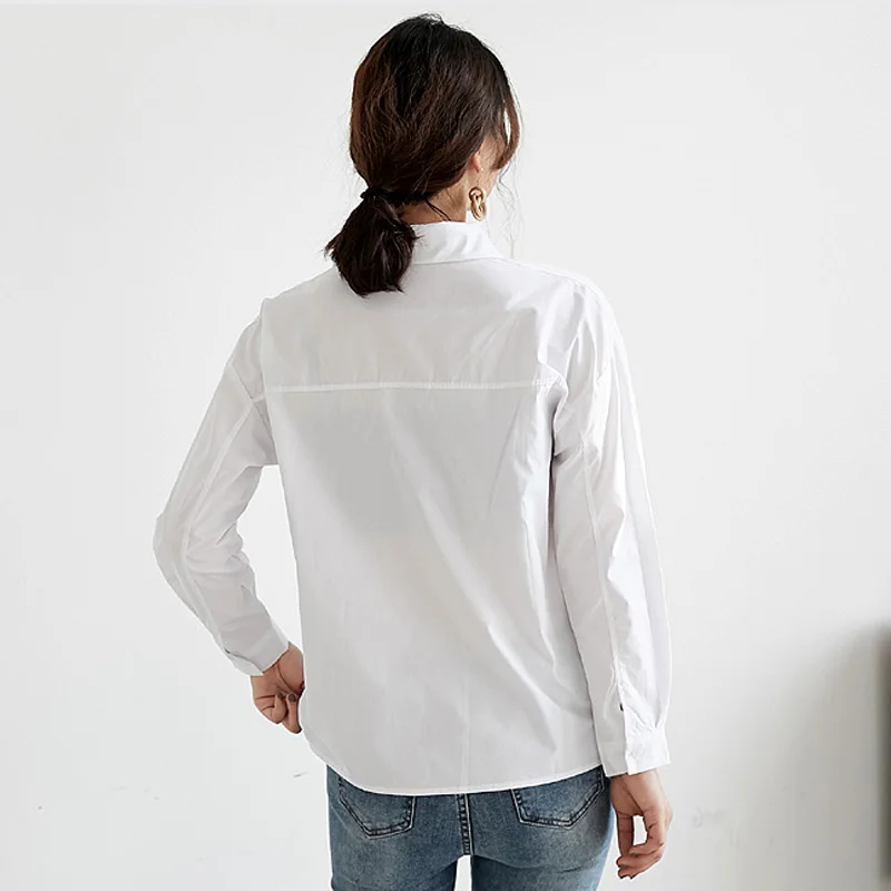 

Mozuleva White Blue Women's Shirt Blouse Tops Full Sleeve Casual Loose Female Shirts Office Ladies Women Blouses blusas mujer