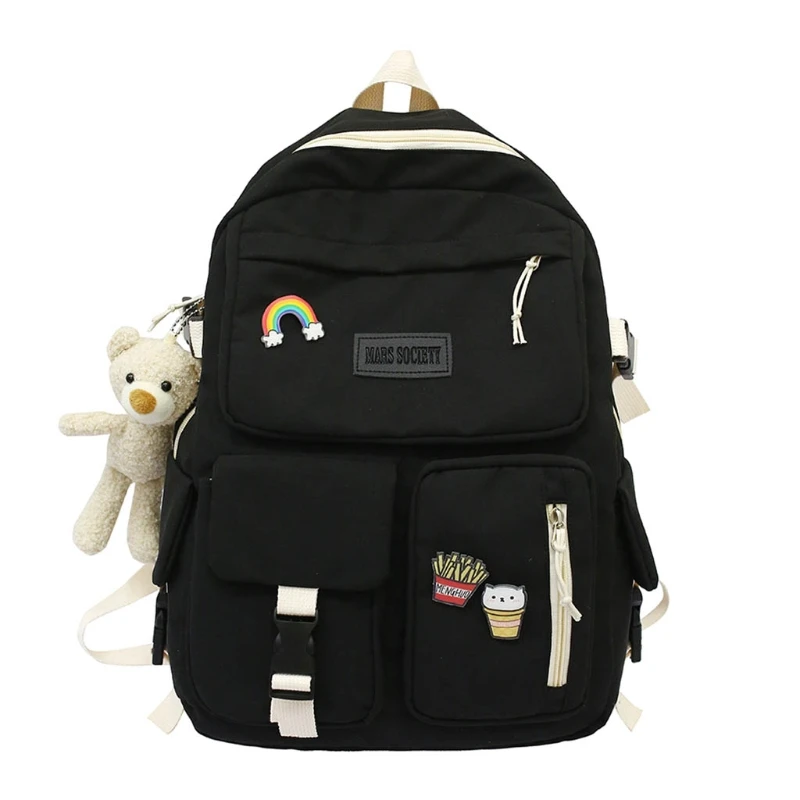 

Cute Cartoon Labeling Badge Backpack Large Capacity Shoulder Bags Multipurpose Handbag Teenage Girl Portable Travel Wild K5DA