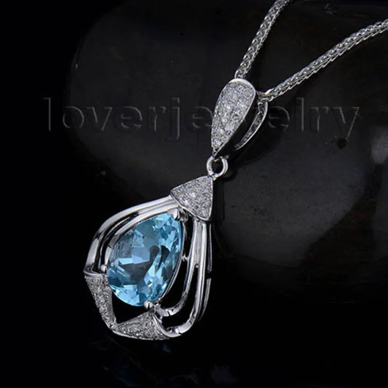 Женский кулон с топазом LOVERJEWELRY однотонный из белого золота 18 карат натуральным