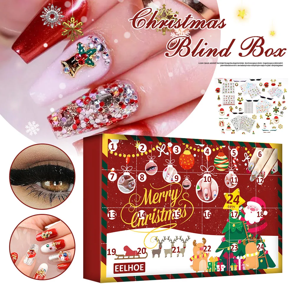 

Christmas Blind Box 24 Day Surprise Blind Box Nail Art Accessories Makeup Gift Box Christmas Gift for Children Friends