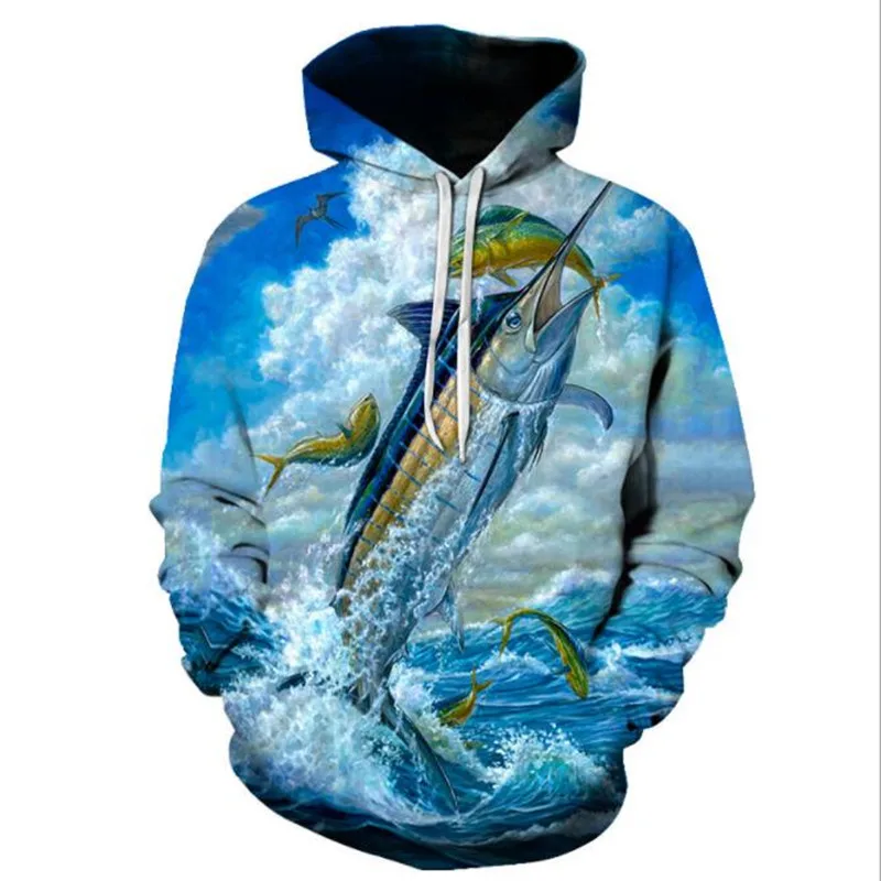 2021 Новое поступление тунец 3D цифровая печать рыбалка осень-зима Спорт на