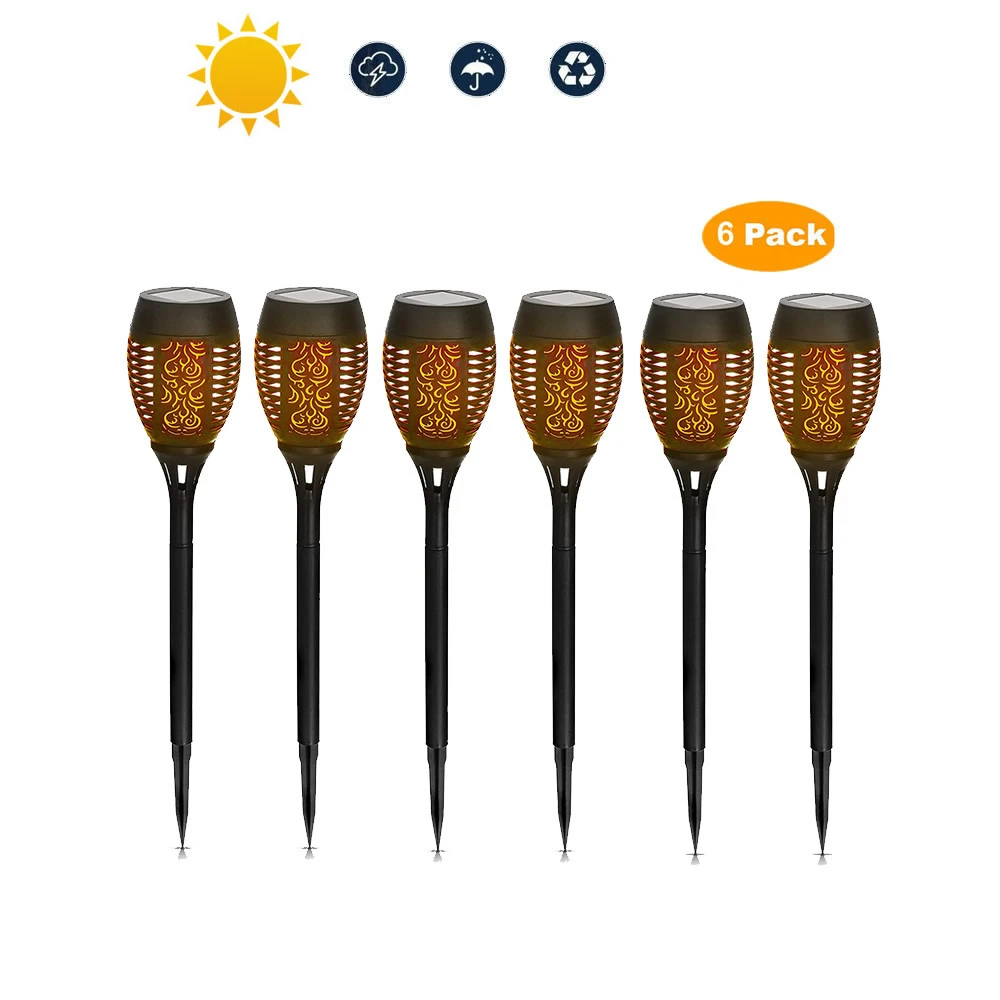 

6 pcs LED Solar Promotion Waterproof Flickering Flame Torch Light Outdoor Landscape Decoration Lighting Lamp
