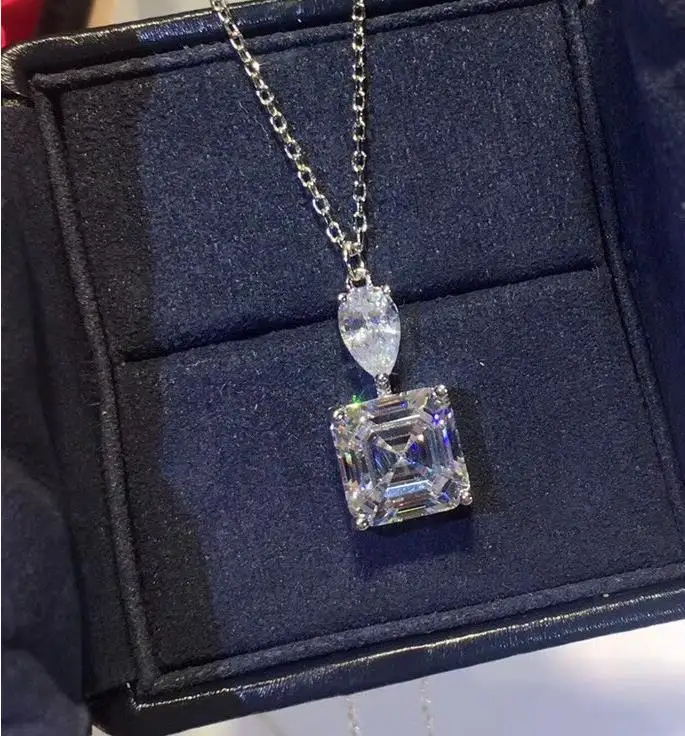 Натуральный cz Кристалл Камень Шарм Висячие серьги колье квадратной формы