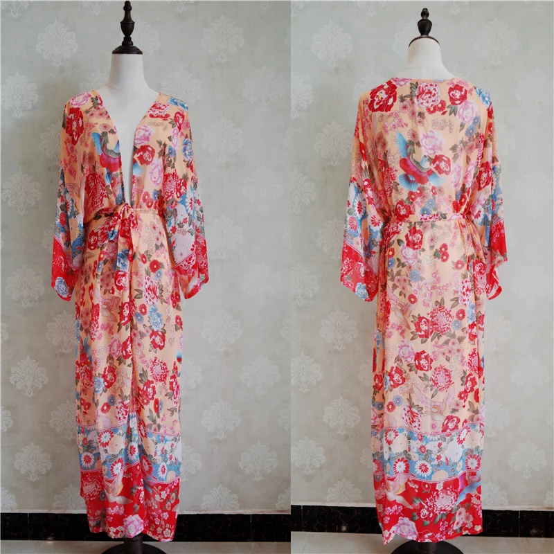 Женское летнее пляжное платье парео Пляжное Платье бикини с принтом хлопковая