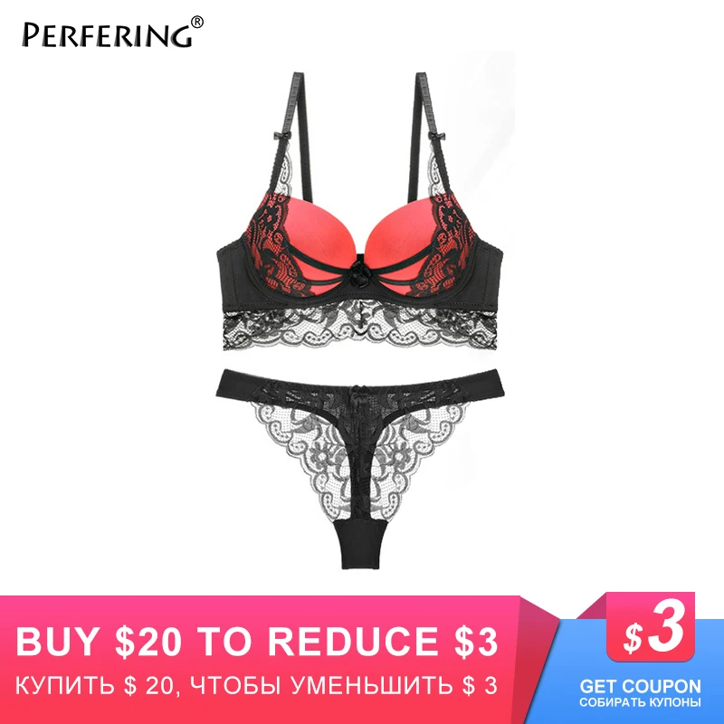Perfering новый топ сексуальные стринги Женский комплект нижнего белья пуш ап