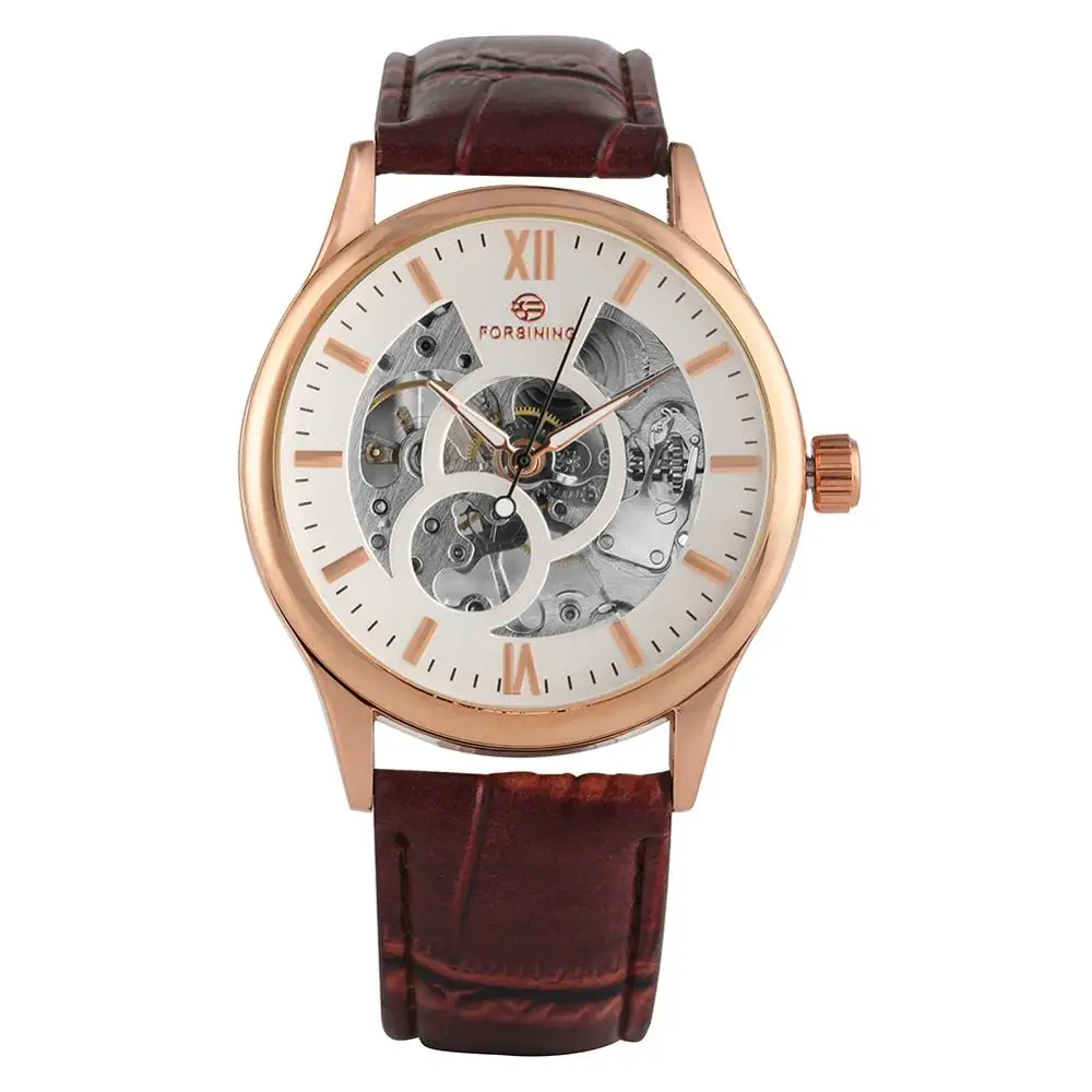 

Men's Watch Hollow Out Dial Hand-winding Mechanical Watch Stainless Steel Skeleton Leather Strap Luminous Function Wristwatch