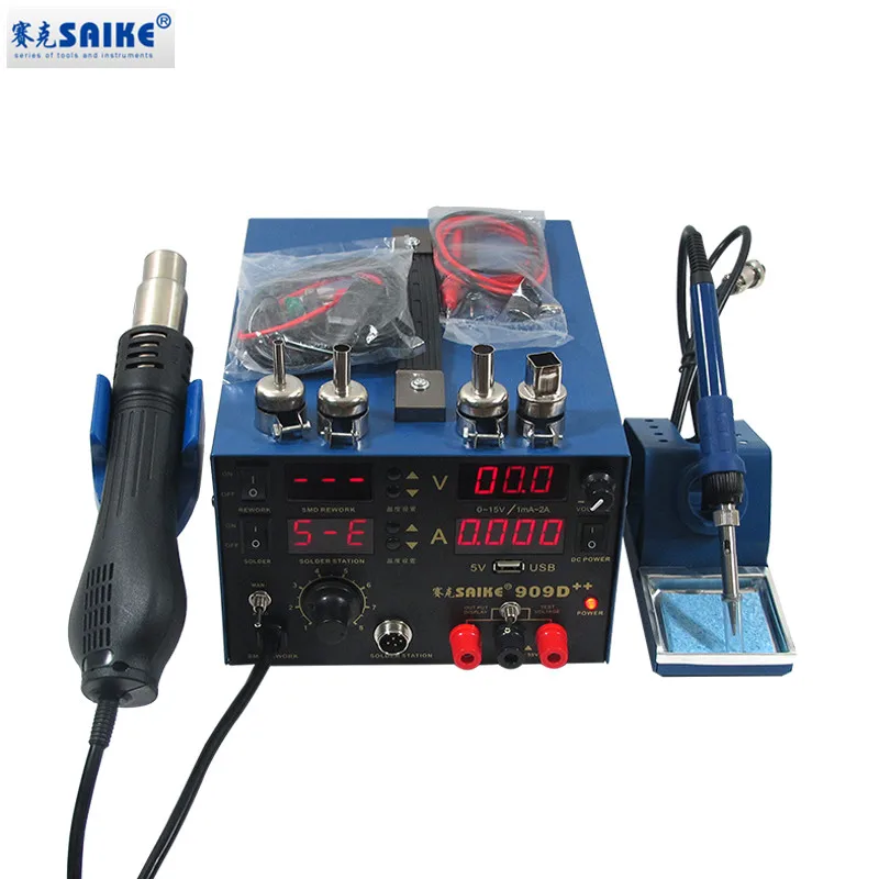 SAIKE 909D + 3в1 паяльник тепловой пистолет источник питания сварочная ремонтная