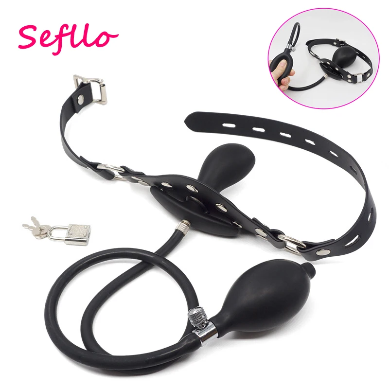 Надувные игрушки Sefllo кляп Заглушка с замком БДСМ связывание силиконовая