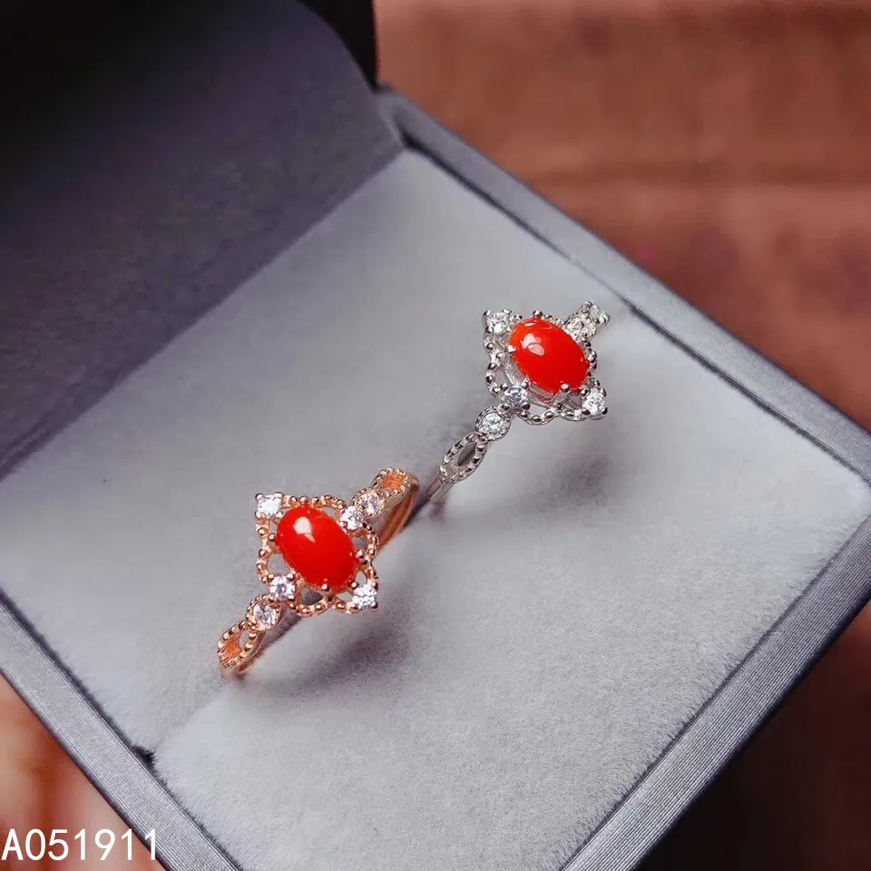 

KJJEAXCMY Fine Jewelry Natural Red Coral 925 Sterling Silver New Women Ring Support Test Luxury Got Engaged Marry Party Birthday