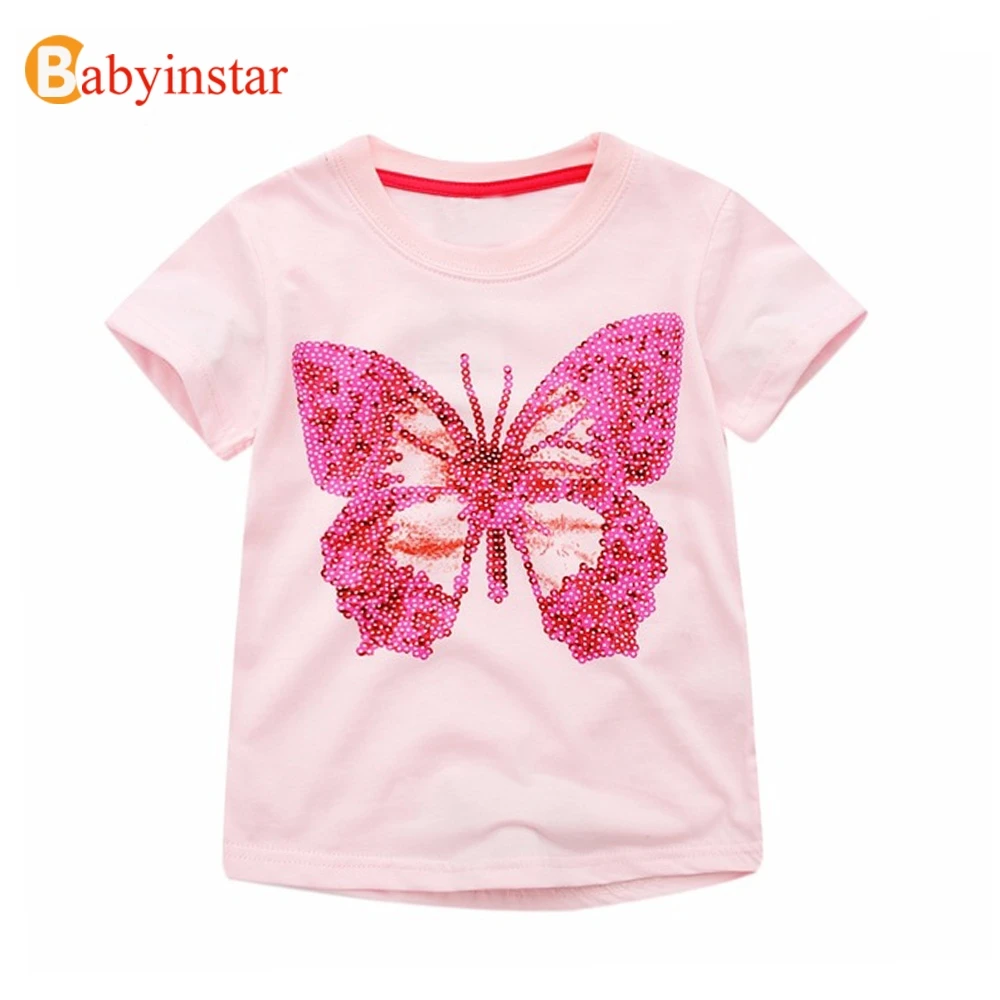 Детская летняя футболка с коротким рукавом и принтом бабочки|Тройники| |