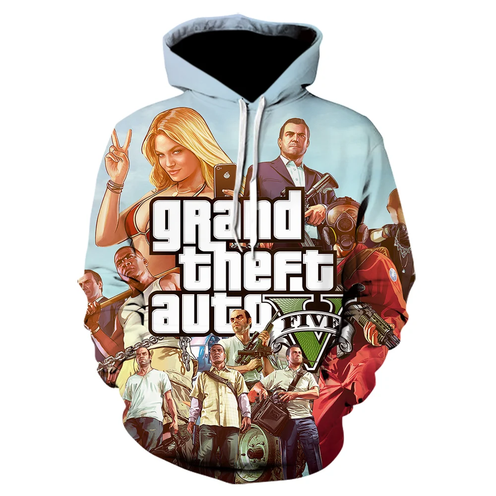

2021 New Hoodie Streetwear Fashion Hot Game for Men and Women GTA 5 3D Printing Sweatshirt Coat