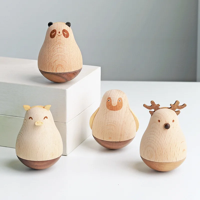 

Creative Tumbler Cute Elk Penguin Panda Pig Doll Office Desktop Decoration Decompression Crafts Christmas Toys Home Decorations