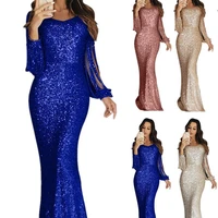 womens 2022 new sequined cocktail party dress long skirt fashion and elegant v neck long sleeved tassel banquet evening dress