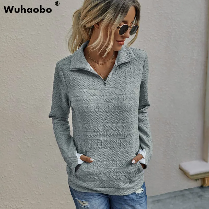 Модная Осенняя Женская толстовка Wuhaobo с длинным рукавом Зимние Теплые Топы
