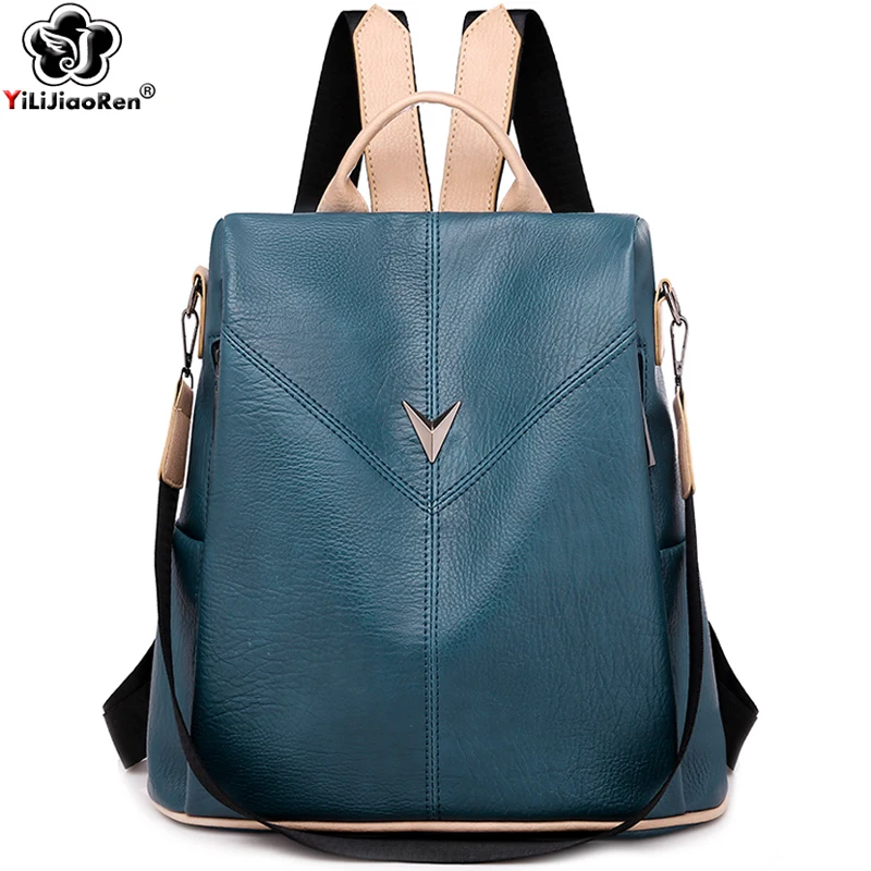 

Fashion Anti-theft Backpacks for Girls QUALITY Leather Backpack Women Shoulder Bag Large Capacity School Bags for Teenage Girls