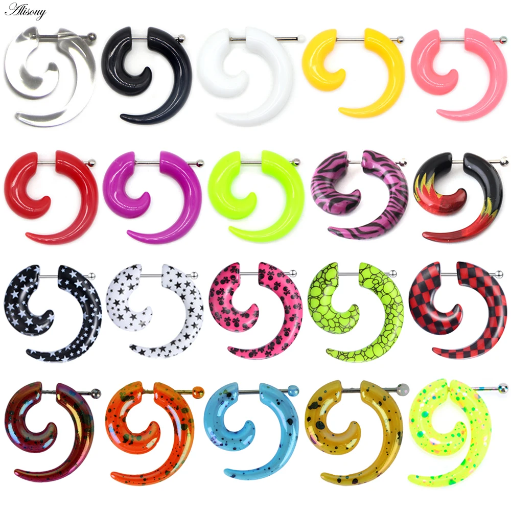 2pcs Hot Acrylic Cheater Fake Spiral Ear Taper Stretcher Expanders Gauge Tunnel And Plugs Earlobe Earring Piercing Body Jewelry