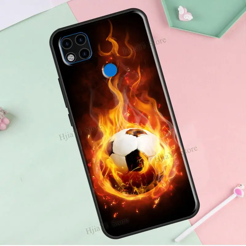 Fire Football Ball Soccer Case For Redmi Note 10 Pro 11 9 8 10S 9S 9C 9A 9T Coque | Мобильные телефоны и аксессуары