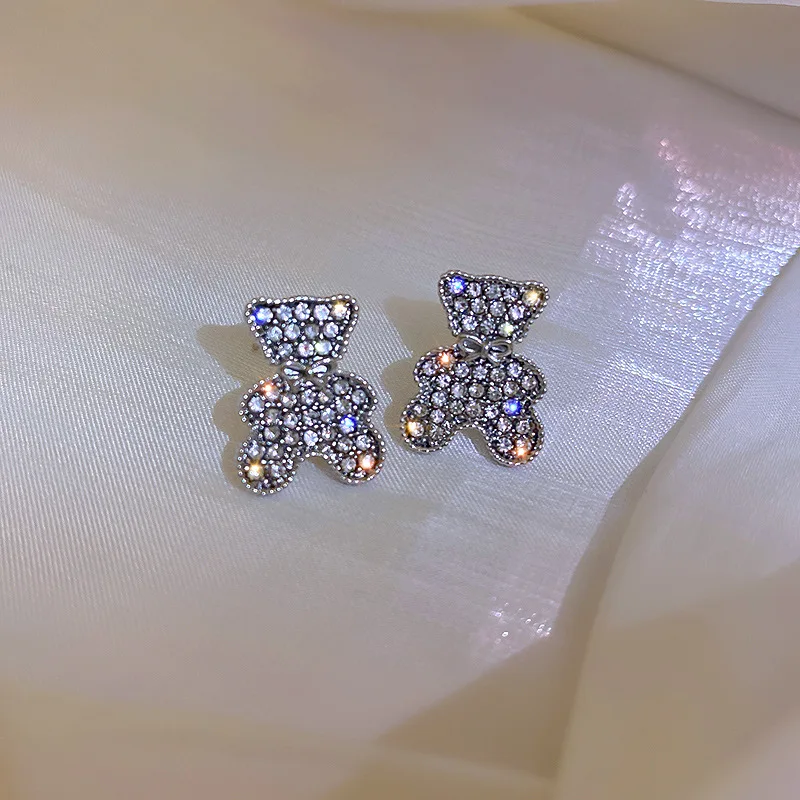 

Fashion Trend New Full Diamond Cute Bear Exquisite Earrings Women's Birthday Gifts Exquisite Jewelry Earrings Wholesale