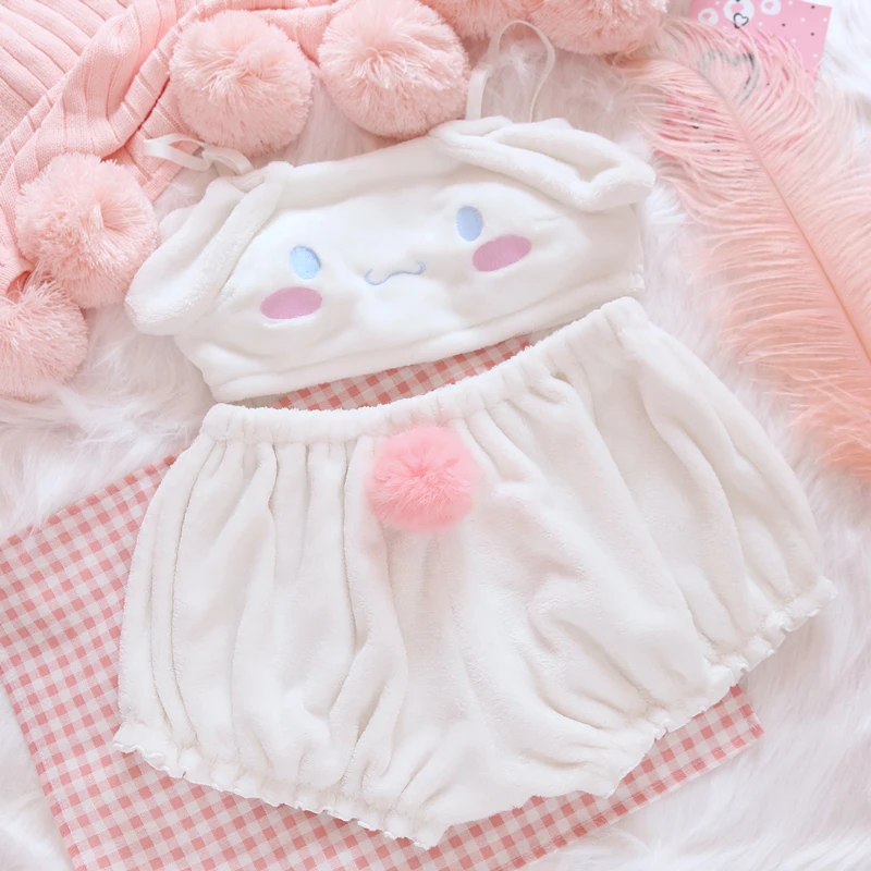 Сексуальный комплект с бюстгальтером кавайный Бархатный из топа и трусиков для