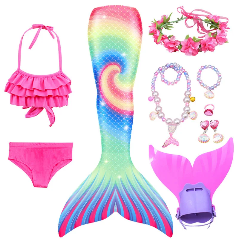 Купальник для девочек с хвостом русалки платье принцессы моноластом детский