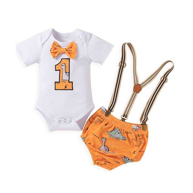 

2021 Детский комплект, с принтом мультяшных животных с короткими рукавами, о-образным вырезом на шее, с рисунком, Детский комбинезон + штаны с п...