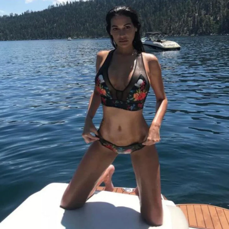 Женский сексуальный костюм бикини с принтом попугая сетчатый купальник